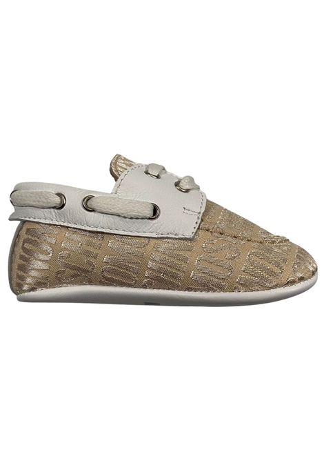 Scarpe neonata beige con logo Moschino | 80392/PIABEIGE