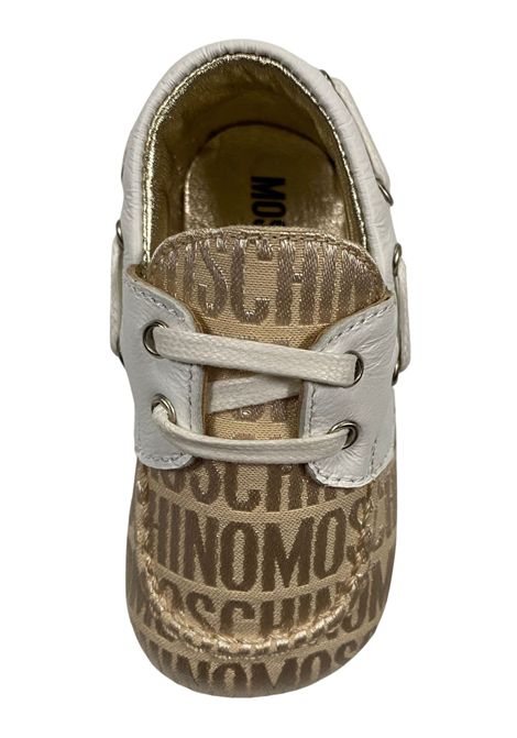 Scarpe neonata beige con logo Moschino | 80392/PIABEIGE