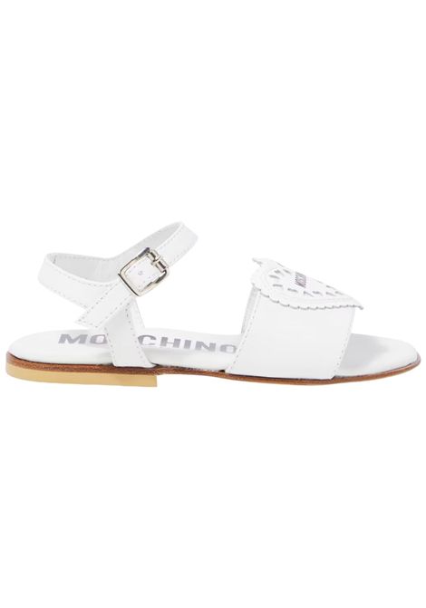 Sandalo bambina bianco in pelle Moschino | 80412/PIABIANCO