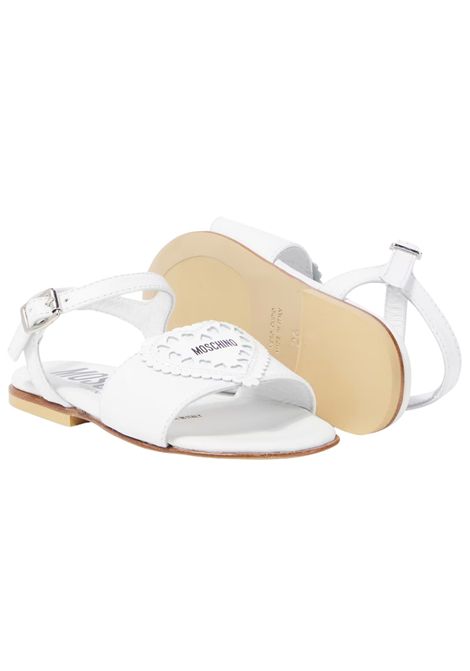 Sandalo bambina bianco in pelle Moschino | 80412/PIABIANCO