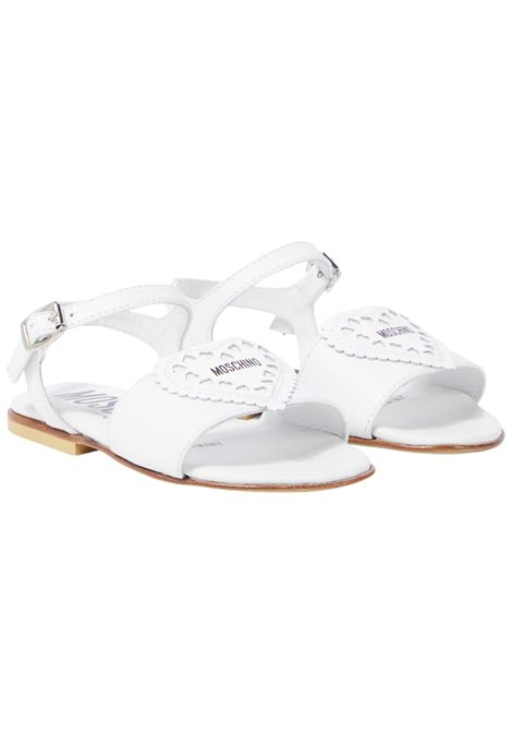 Sandalo bambina bianco in pelle Moschino | 80412/PIABIANCO