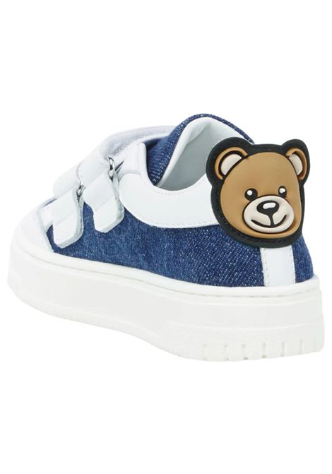Scarpe unisex bianche in pelle e denim Moschino | 80440/PIADENIM