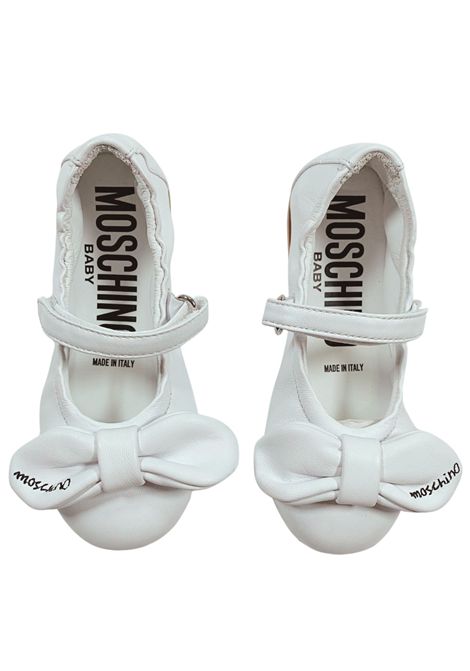 Ballerina bambina bianca in pelle Moschino | 80447/PIABIANCO