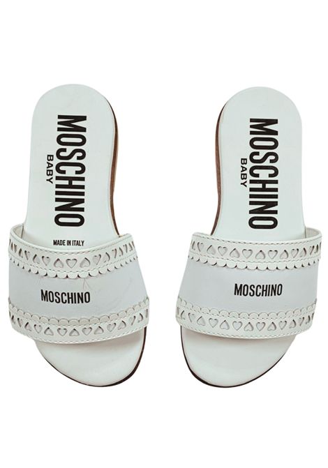 Sandalo bambina bianco in pelle Moschino | 80503/PIABIANCO