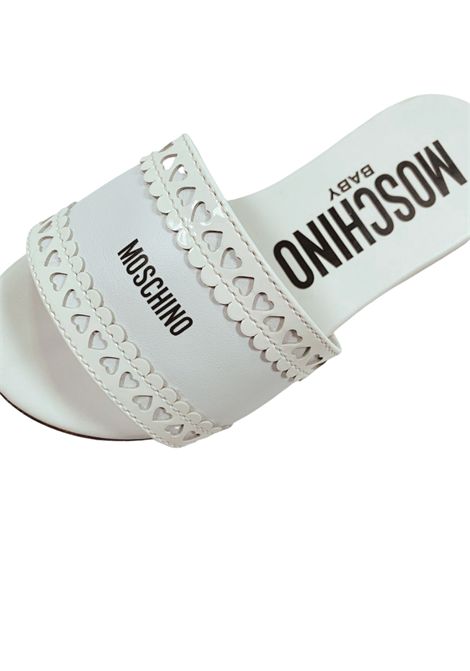 Sandalo bambina bianco in pelle Moschino | 80503/PIABIANCO