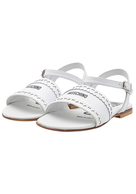 Sandalo bambina bianco in pelle Moschino | 80505/PIABIANCO