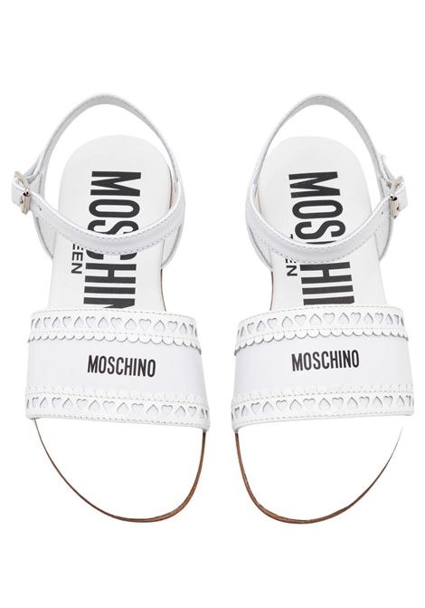 Sandalo bambina bianco in pelle Moschino | 80505/PIABIANCO