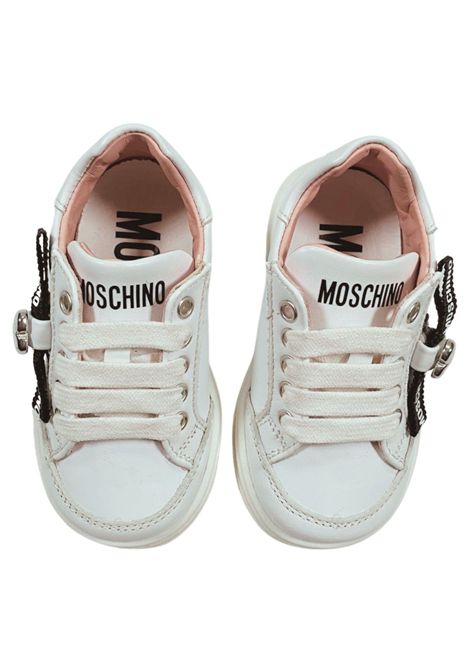 Scarpe bambina bianche in pelle Moschino | 80613/PIABIANCO