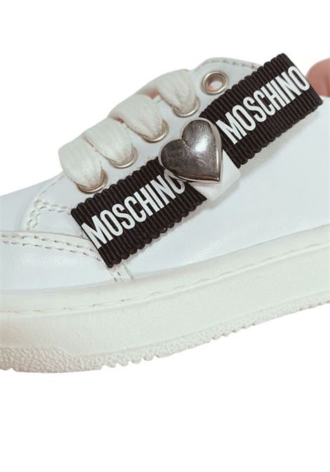 Scarpe bambina bianche in pelle Moschino | 80613/PIABIANCO