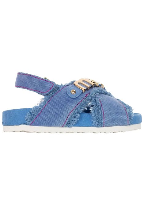 Sandalo bambina azzurro in cotone denim Mou | SK631002K/PIAAZZURRO