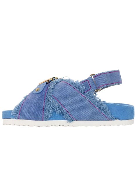 Sandalo bambina azzurro in cotone denim Mou | SK631002K/PIAAZZURRO