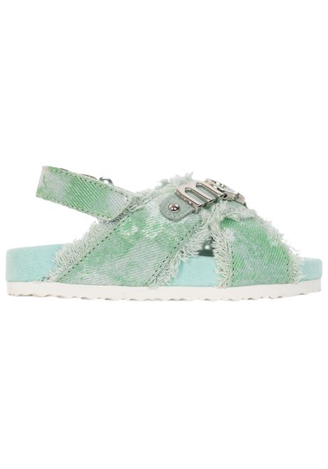 Sandalo bambina verde in cotone denim Mou | SK631003K/PIAVERDE