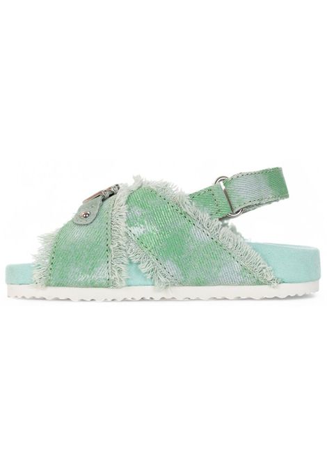 Sandalo bambina verde in cotone denim Mou | SK631003K/PIAVERDE