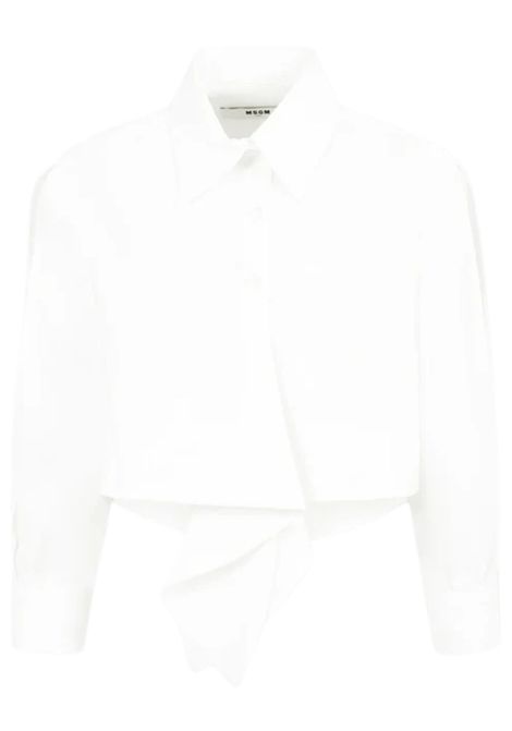 White cotton shirt for girls MSGM | MSJGSI209/CEBIANCO