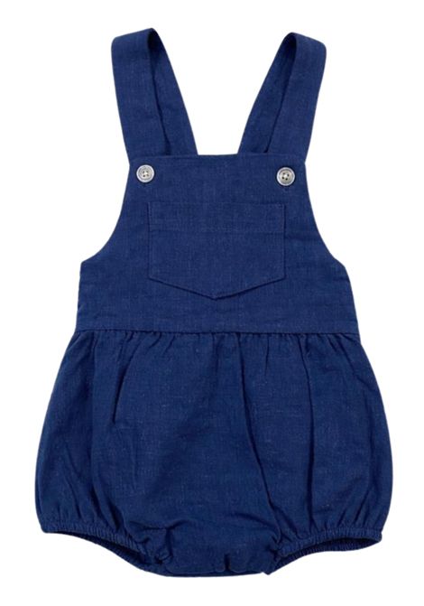 Salopette neonato blu in lino NANAN | E25140BLU