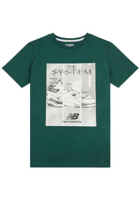T-shirt bambino verde in cotone NEW BALANCE | LAKB0025/MOVERDE