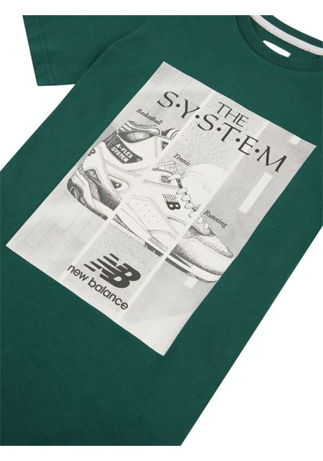T-shirt bambino verde in cotone NEW BALANCE | LAKB0025/MOVERDE