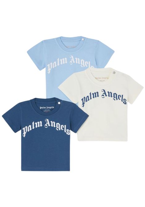 Tris t-shirt neonato in cotone PALM ANGELS | PB2X017S25JER/DELMULTICOLOR