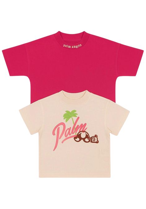 Set T-shirt bambina in cotone PALM ANGELS | PG2B001S23JER/DELROSA/FUCSIA