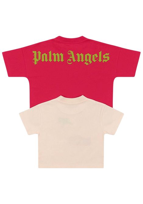 Set T-shirt bambina in cotone PALM ANGELS | PG2B001S23JER/DELROSA/FUCSIA