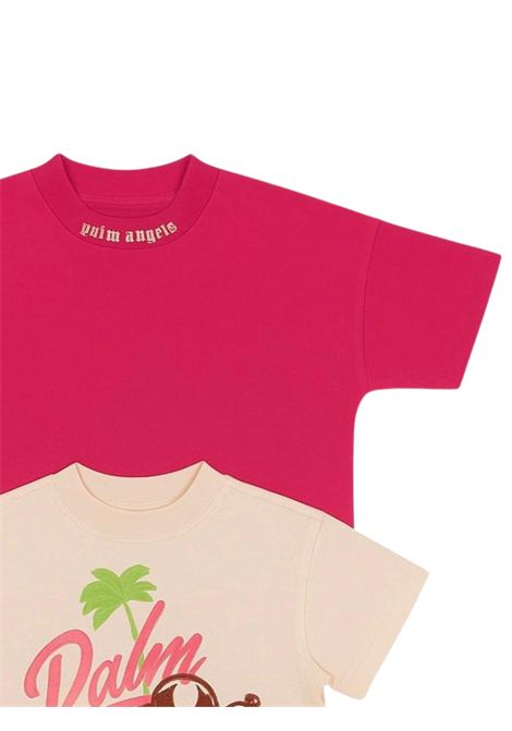 Set T-shirt bambina in cotone PALM ANGELS | PG2B001S23JER/DELROSA/FUCSIA
