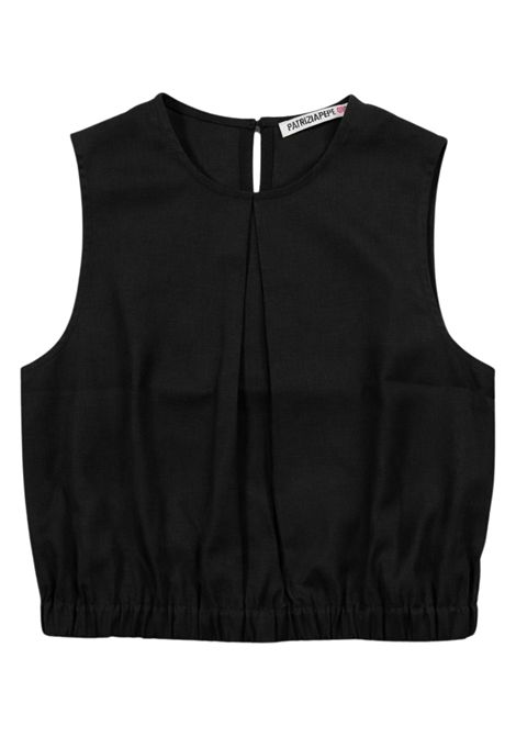 Top bambina nero in lino Patrizia Pepe | 7C0274NERO