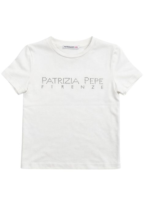 T-shirt bambina bianca in cotone Patrizia Pepe | 7M0809BIANCO/ARGENTO