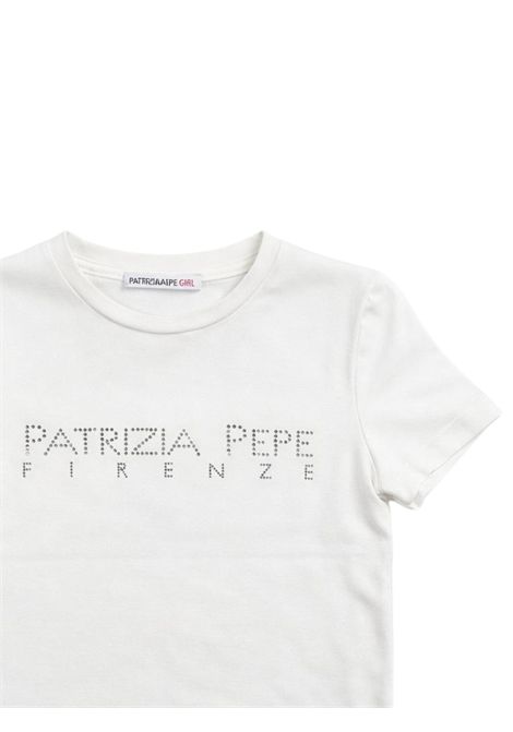 T-shirt bambina bianca in cotone Patrizia Pepe | 7M0809BIANCO/ARGENTO