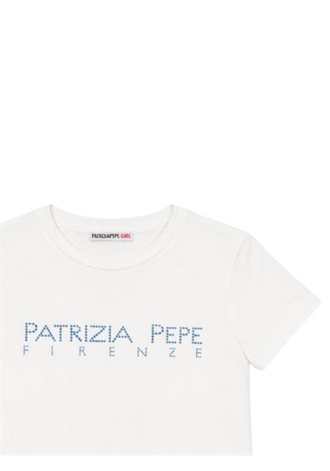 T-shirt bambina bianca in cotone Patrizia Pepe | 7M0809BIANCO/BLU