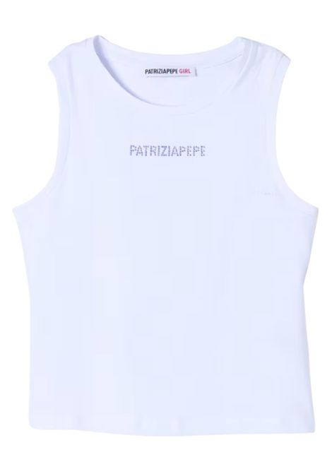White cotton tank top for girls Patrizia Pepe | 7M0813/MABIANCO