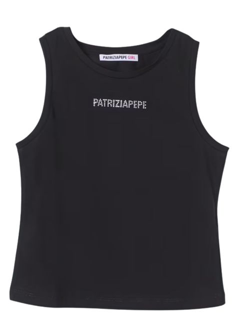 Black cotton tank top for girls Patrizia Pepe | 7M0813/MANERO