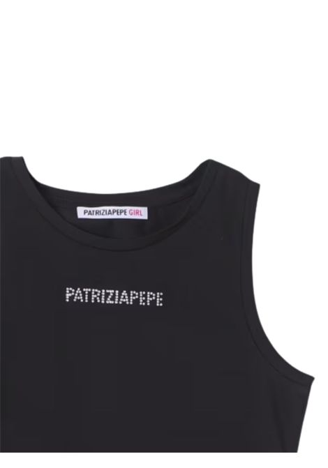 Black cotton tank top for girls Patrizia Pepe | 7M0813/MANERO