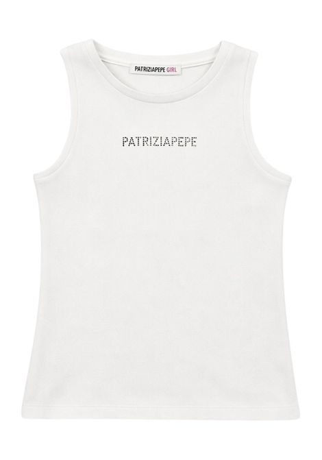 White/silver cotton top for girls Patrizia Pepe | 7M0813BIANCO/ARGENTO