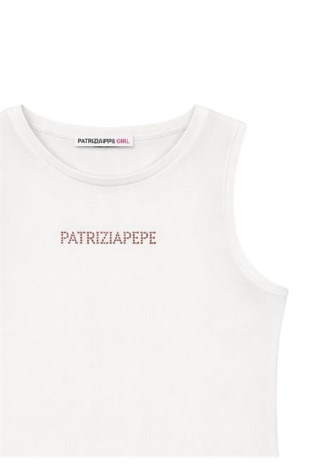 White/red cotton top for girls Patrizia Pepe | 7M0813BIANCO/ROSSO