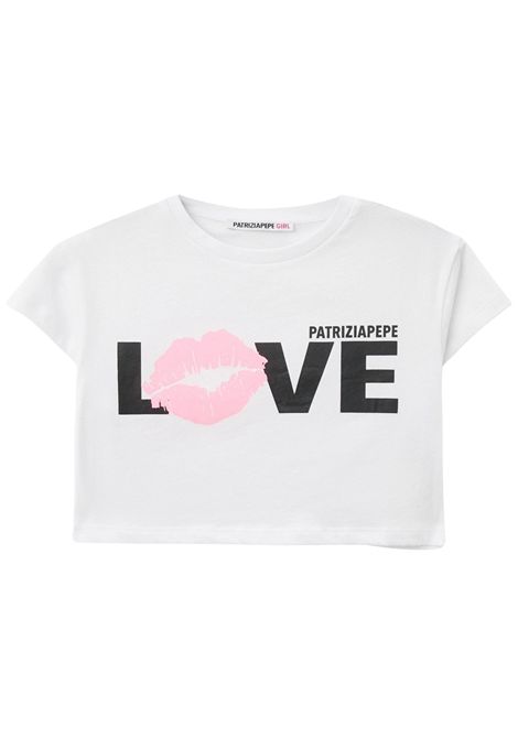 White cotton T-shirt for girls Patrizia Pepe | 7M0920/MABIANCO