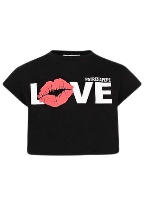 Black cotton T-shirt for girls Patrizia Pepe | 7M0920/MANERO