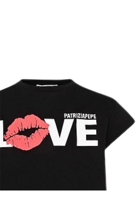 Black cotton T-shirt for girls Patrizia Pepe | 7M0920/MANERO