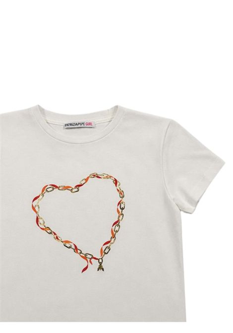 T-shirt bambina bianco/arancio in cotone Patrizia Pepe | 7M0963BIANCO/ARANCIO