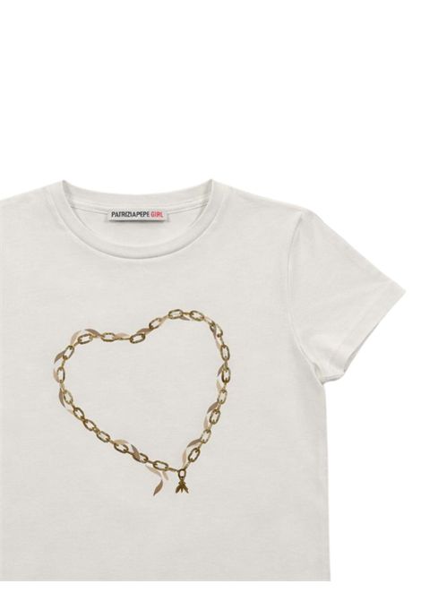 T-shirt bambina bianco/grigio in cotone Patrizia Pepe | 7M0963BIANCO/GRIGIO