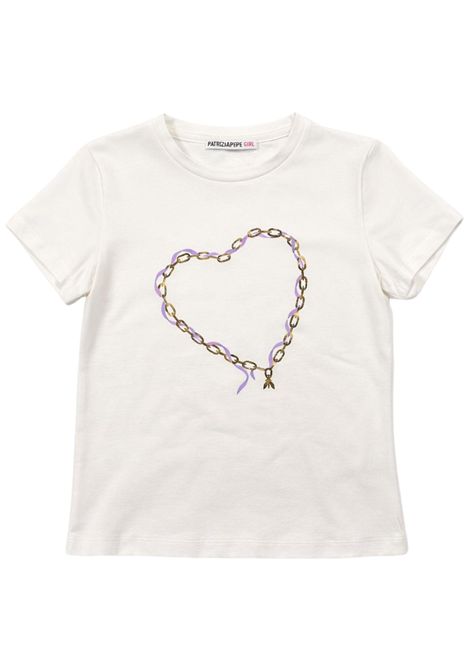 T-shirt bambina bianco/lilla in cotone Patrizia Pepe | 7M0963BIANCO/LILLA