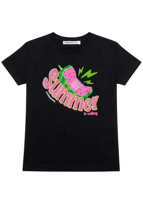 T-shirt bambina nero/fucsia in cotone Patrizia Pepe | 7M0982NERO/FUCSIA