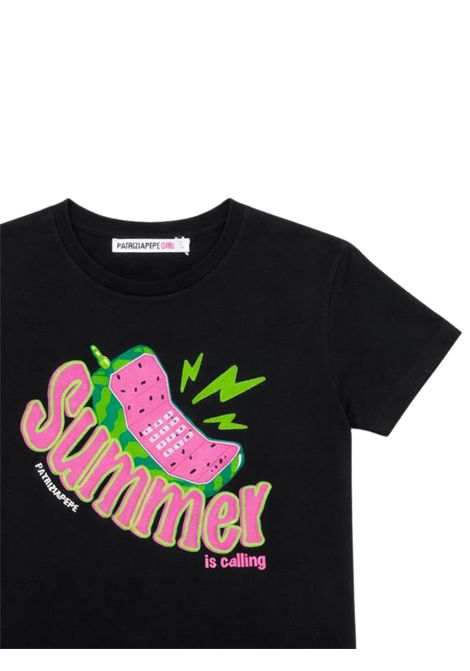 T-shirt bambina nero/fucsia in cotone Patrizia Pepe | 7M0982NERO/FUCSIA
