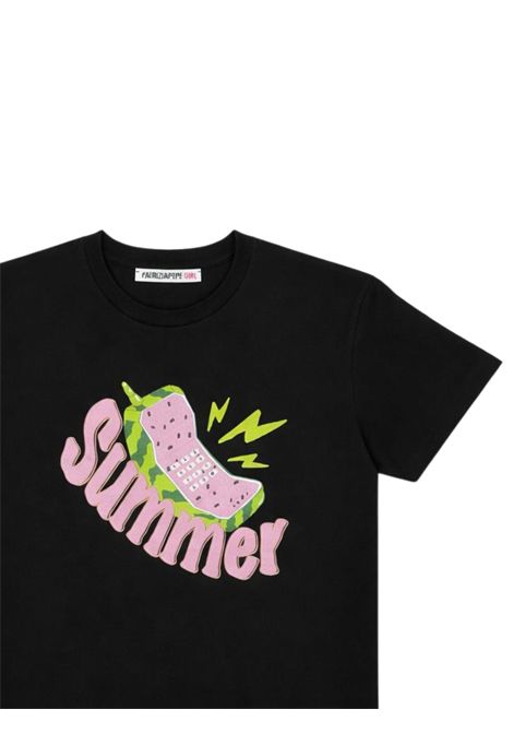 T-shirt bambina nero/rosa in cotone Patrizia Pepe | 7M0982NERO/ROSA