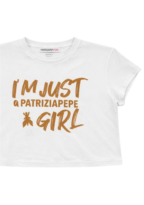T-shirt bambina bianco/beige in cotone Patrizia Pepe | 7M0991BIANCO/BEIGE