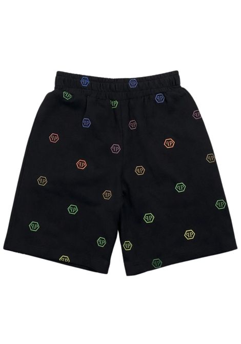 Bermuda bambino nero in cotone Philipp Plein | BBE010NERO