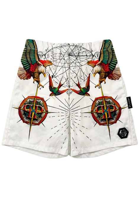 White cotton Bermuda shorts for children Philipp Plein | BBE030BIANCO