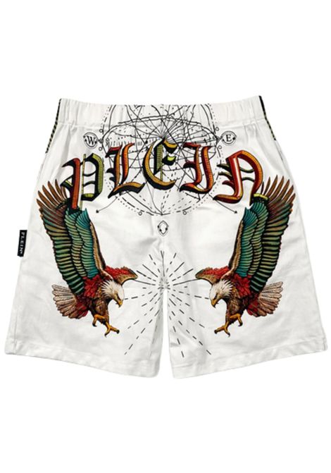 White cotton Bermuda shorts for children Philipp Plein | BBE030BIANCO