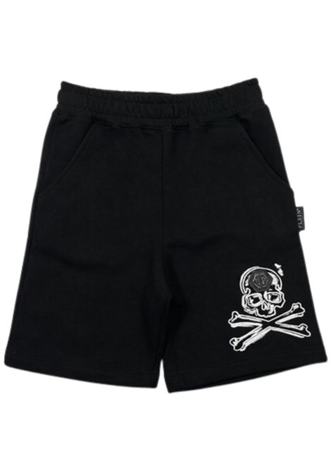 Black cotton Bermuda shorts for children Philipp Plein | BBE044NERO