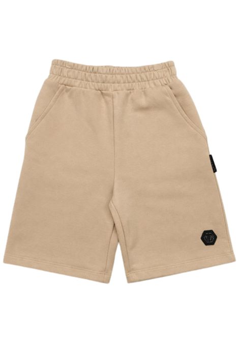 Sand-colored cotton Bermuda shorts for children Philipp Plein | BBE055SABBIA