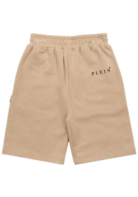 Sand-colored cotton Bermuda shorts for children Philipp Plein | BBE055SABBIA